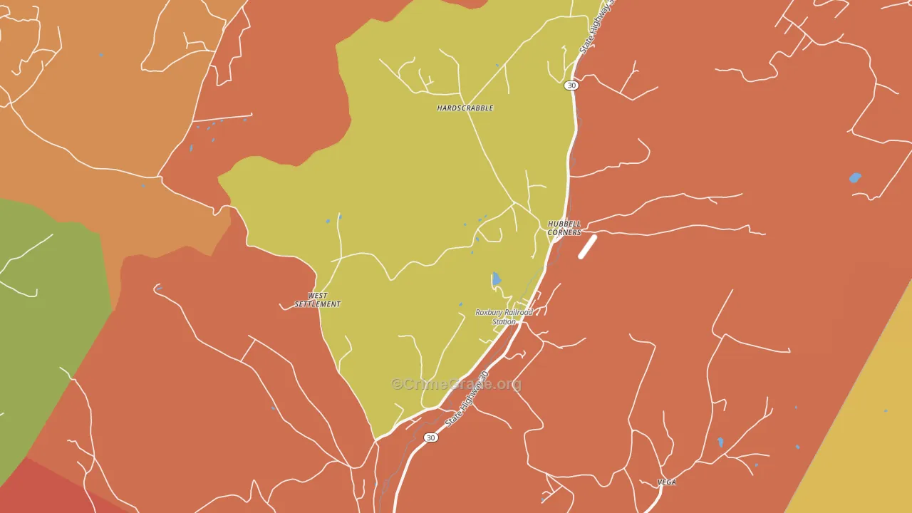 Roxbury, NY Map of Arson Rates