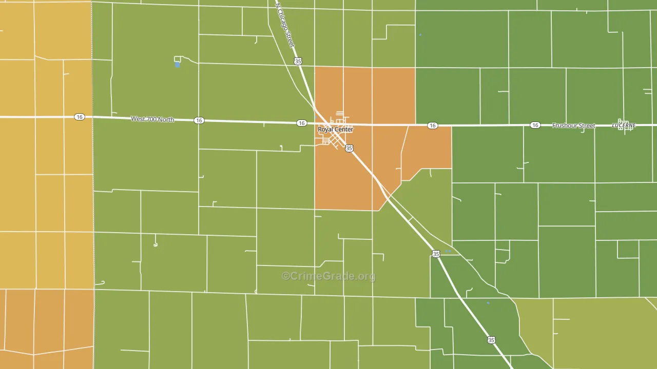 Royal Center, IN Map of Arson Rates