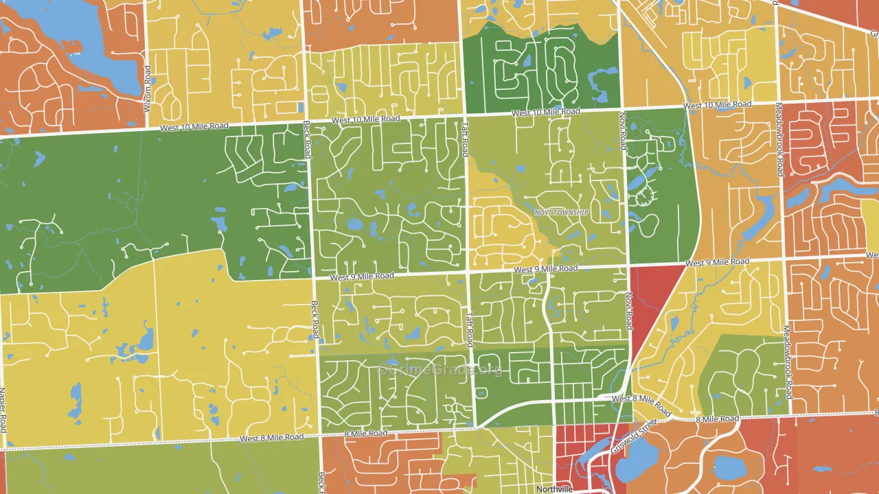 Royal Crown Estates, Novi, MI Map of Arson Rates