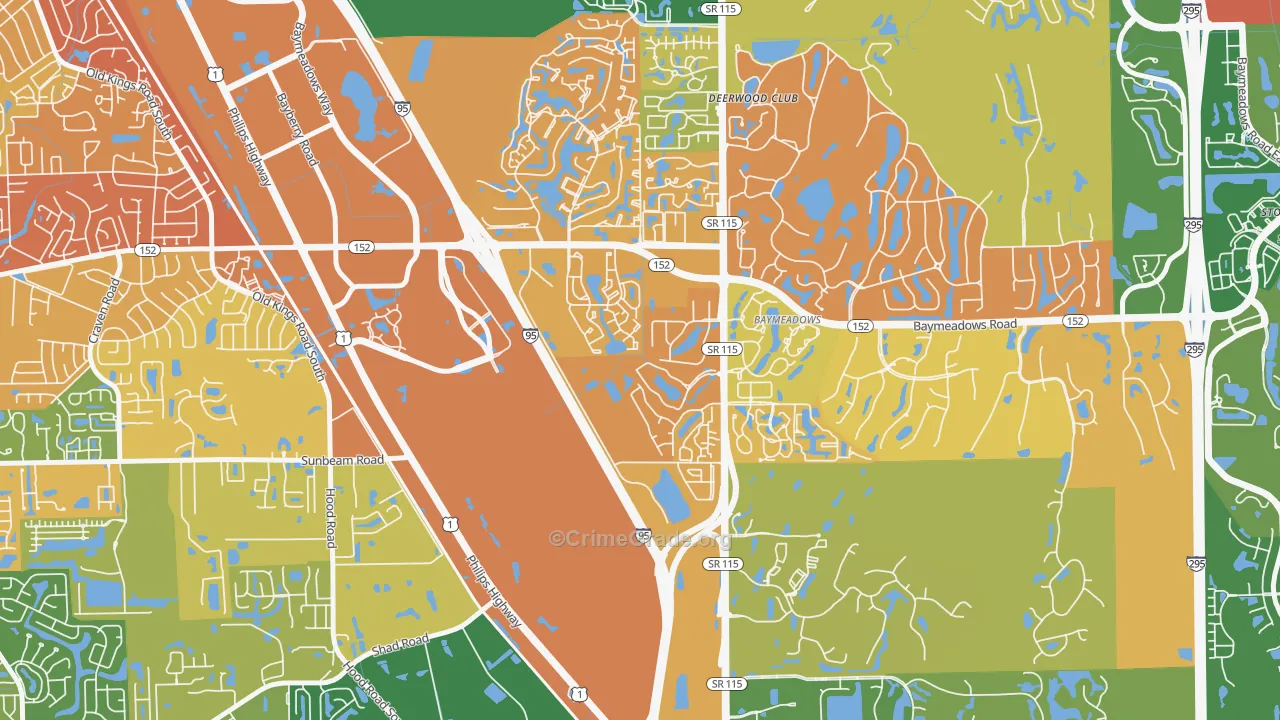 Royal Lakes, Jacksonville, FL Map of Arson Rates