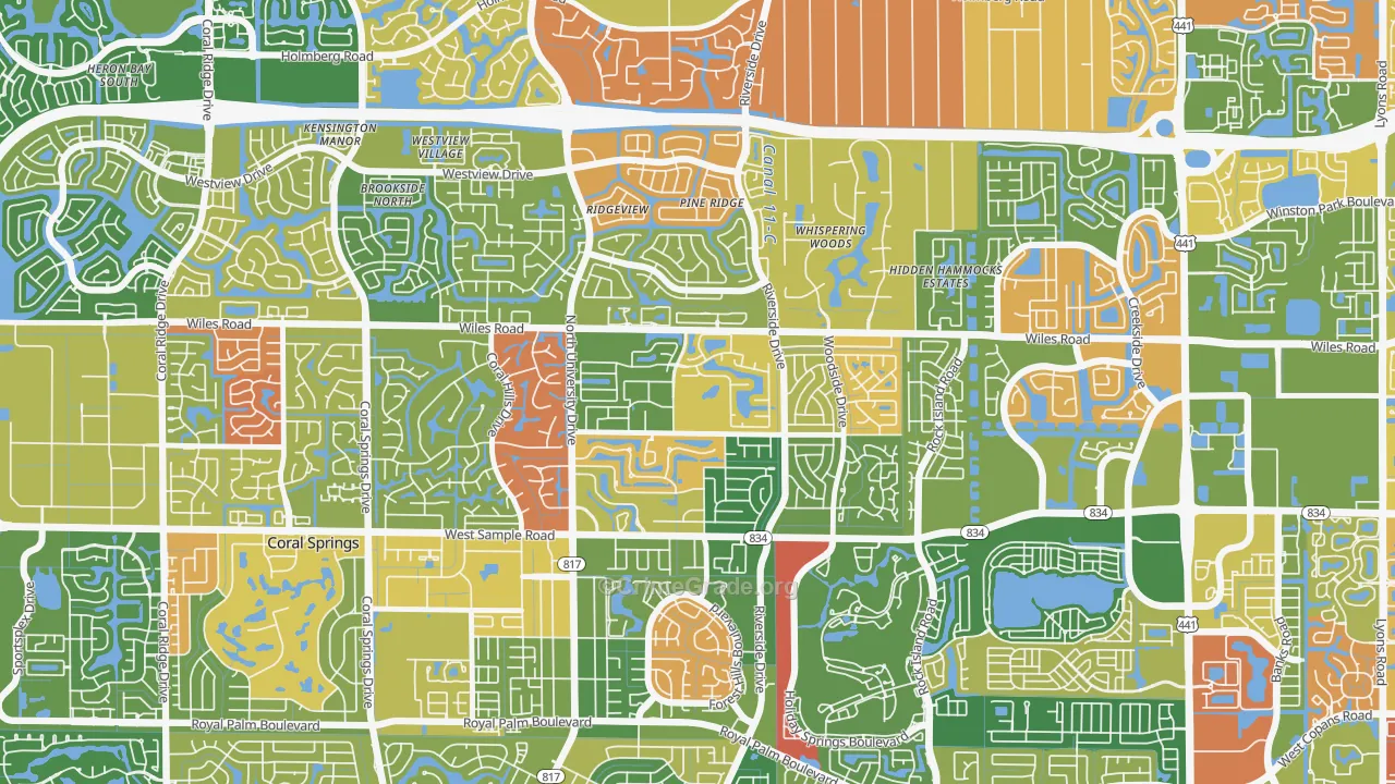 Royal Land, Coral Springs, FL Map of Arson Rates