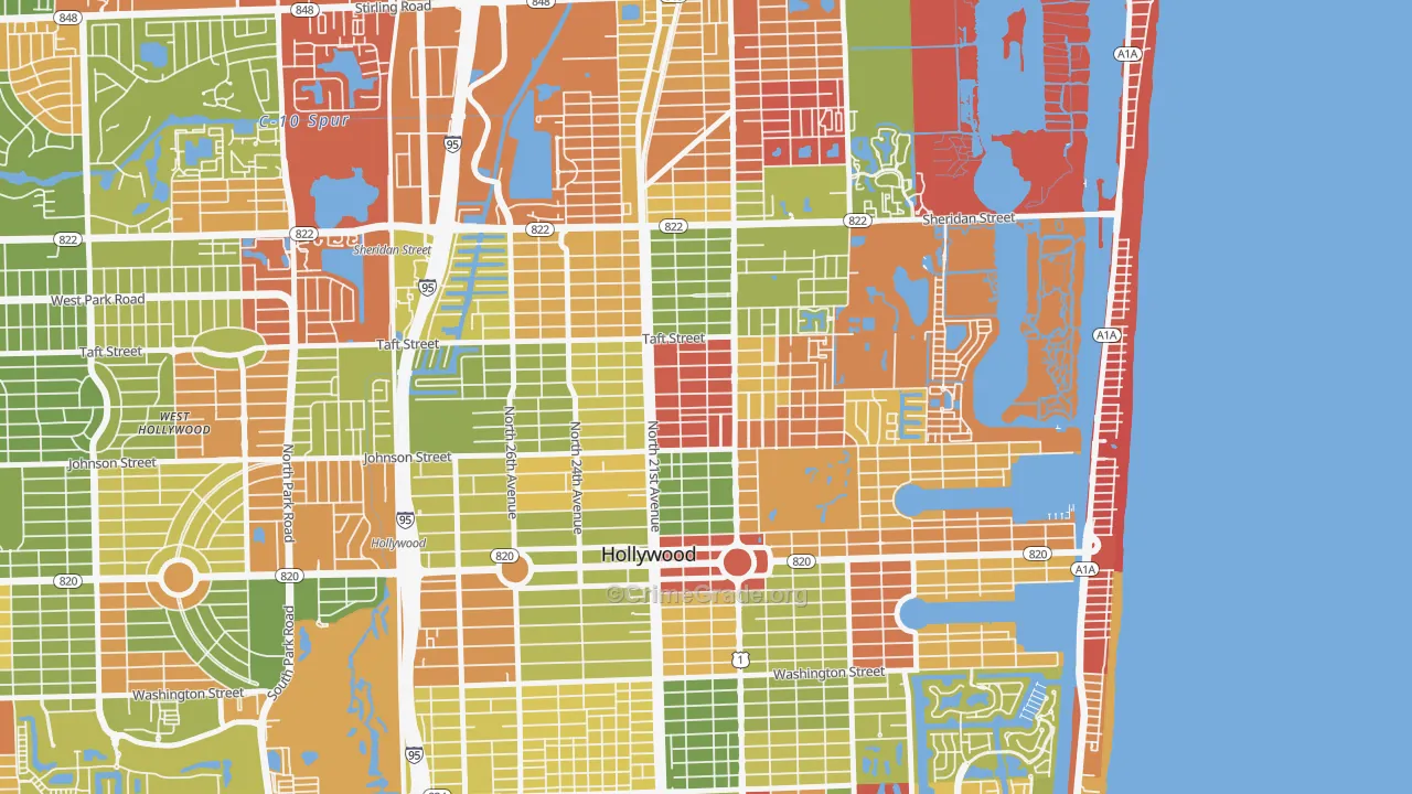 Royal Poinciana, Hollywood, FL Map of Arson Rates