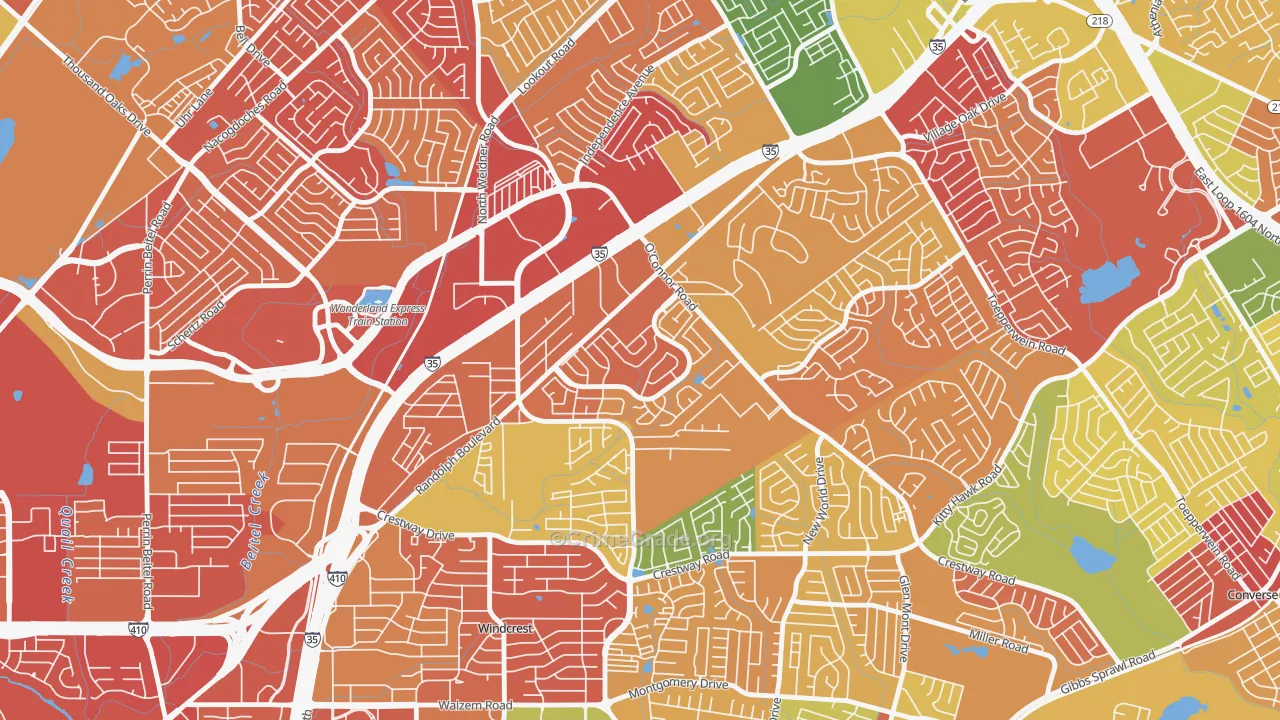 Royal Ridge, San Antonio, TX Map of Arson Rates