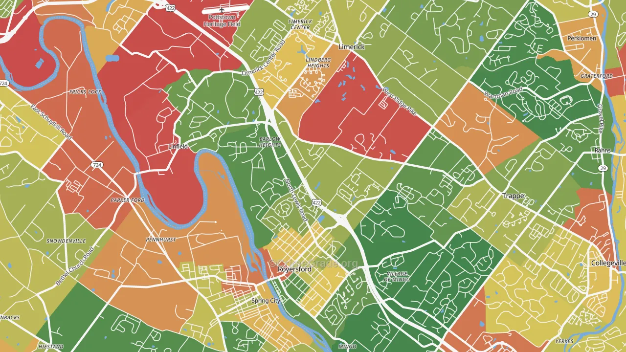 Royersford, PA Map of Arson Rates