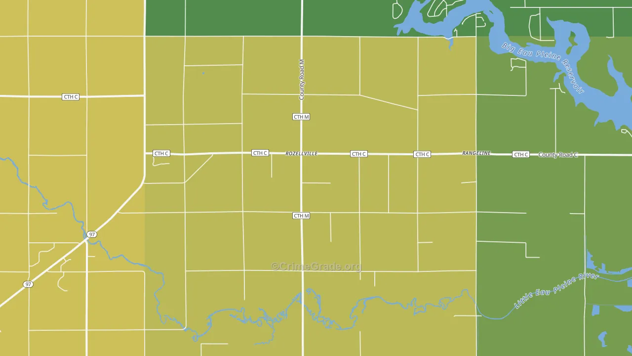 Rozellville, WI Map of Arson Rates