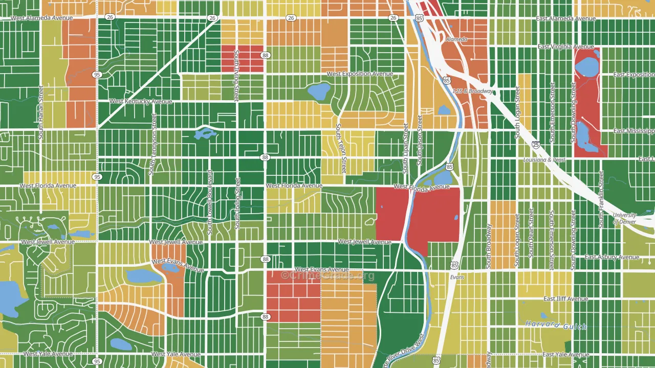 Ruby Hill, Denver, CO Map of Arson Rates