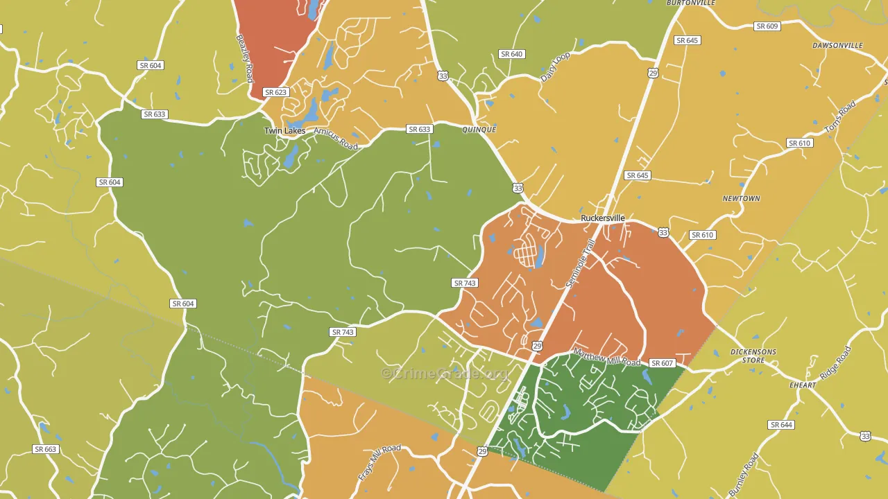 Ruckersville, VA Map of Arson Rates
