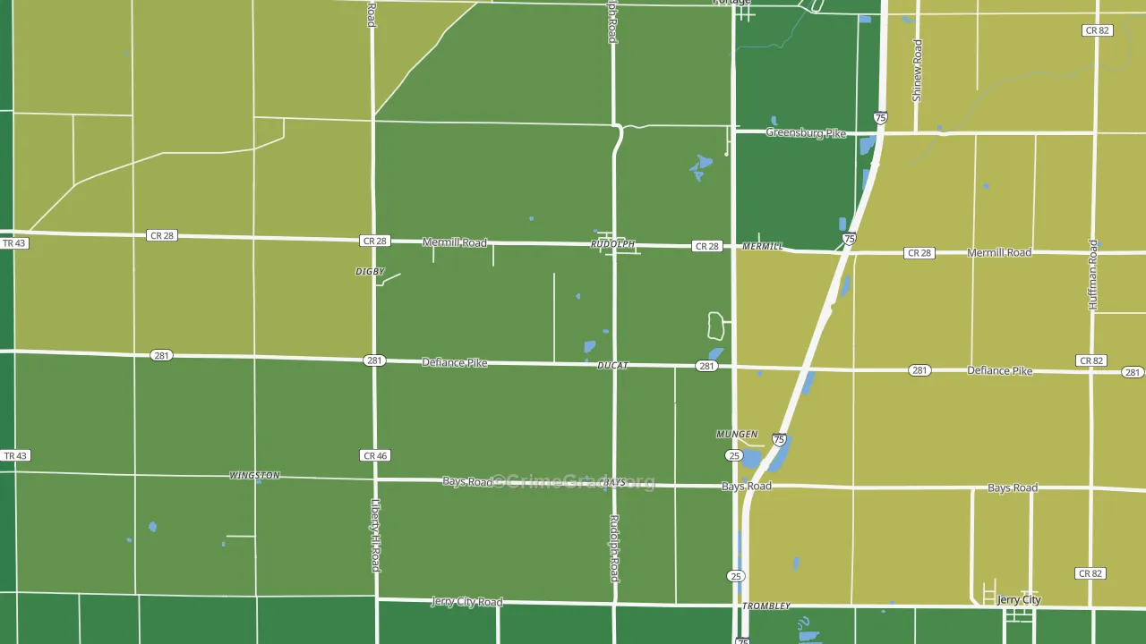 Rudolph, OH Map of Arson Rates