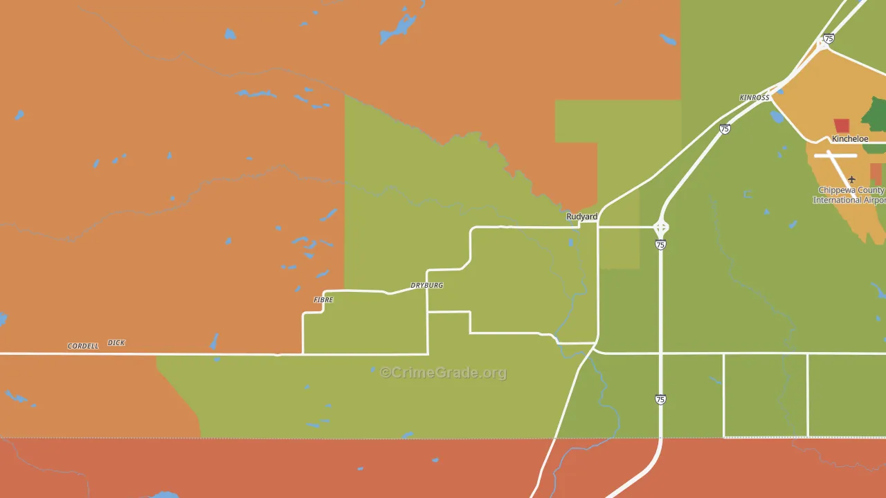 Rudyard, MI Map of Arson Rates
