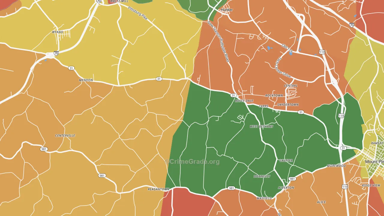 Ruffsdale, PA Map of Arson Rates