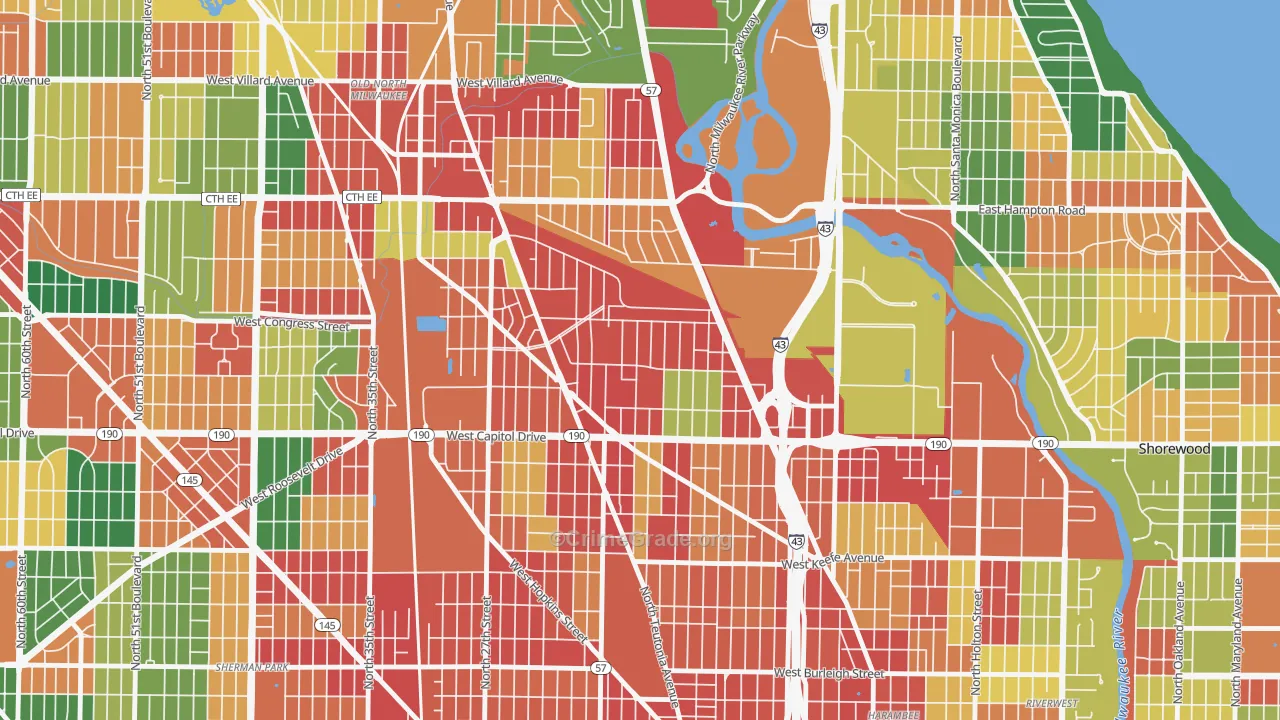 Rufus King, Milwaukee, WI Map of Arson Rates