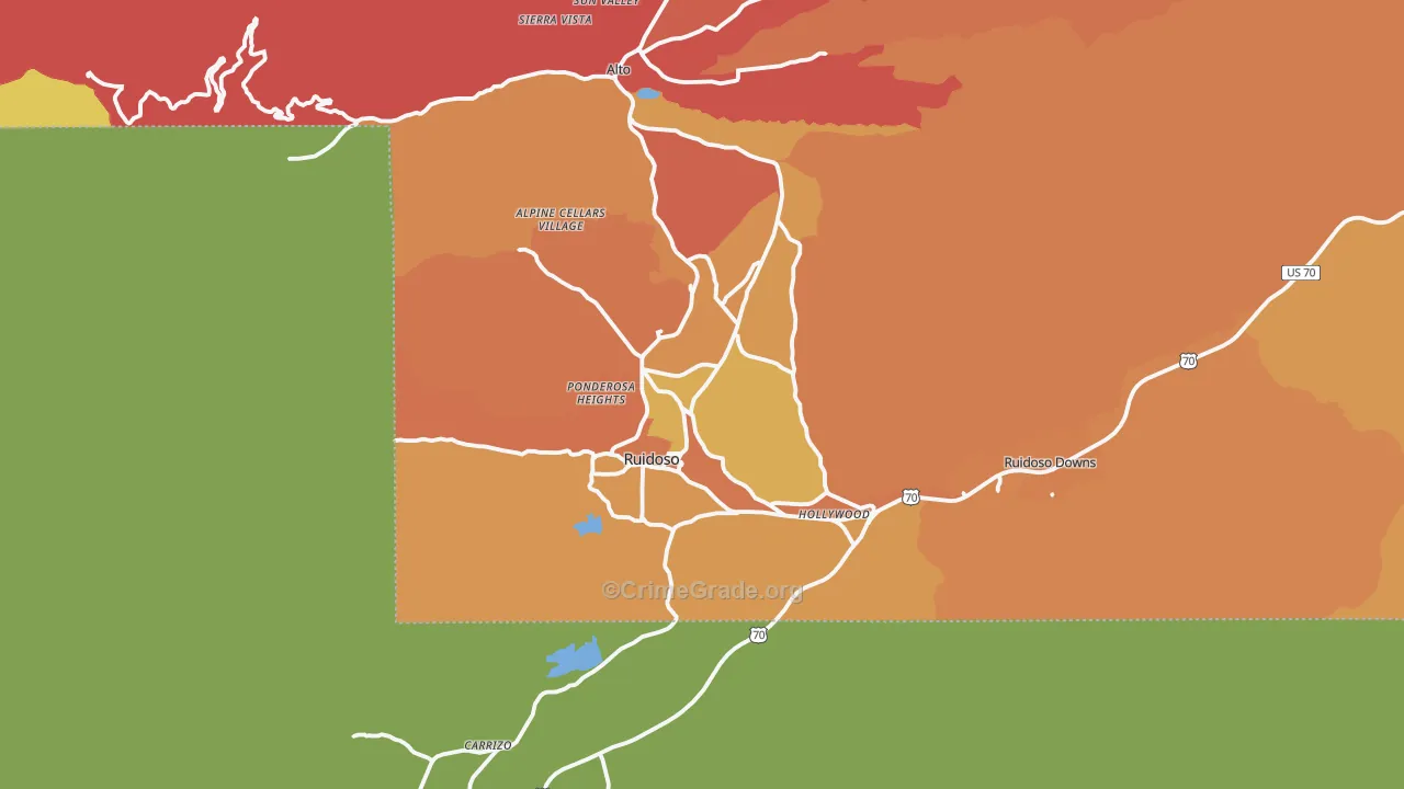 Ruidoso, NM Map of Arson Rates
