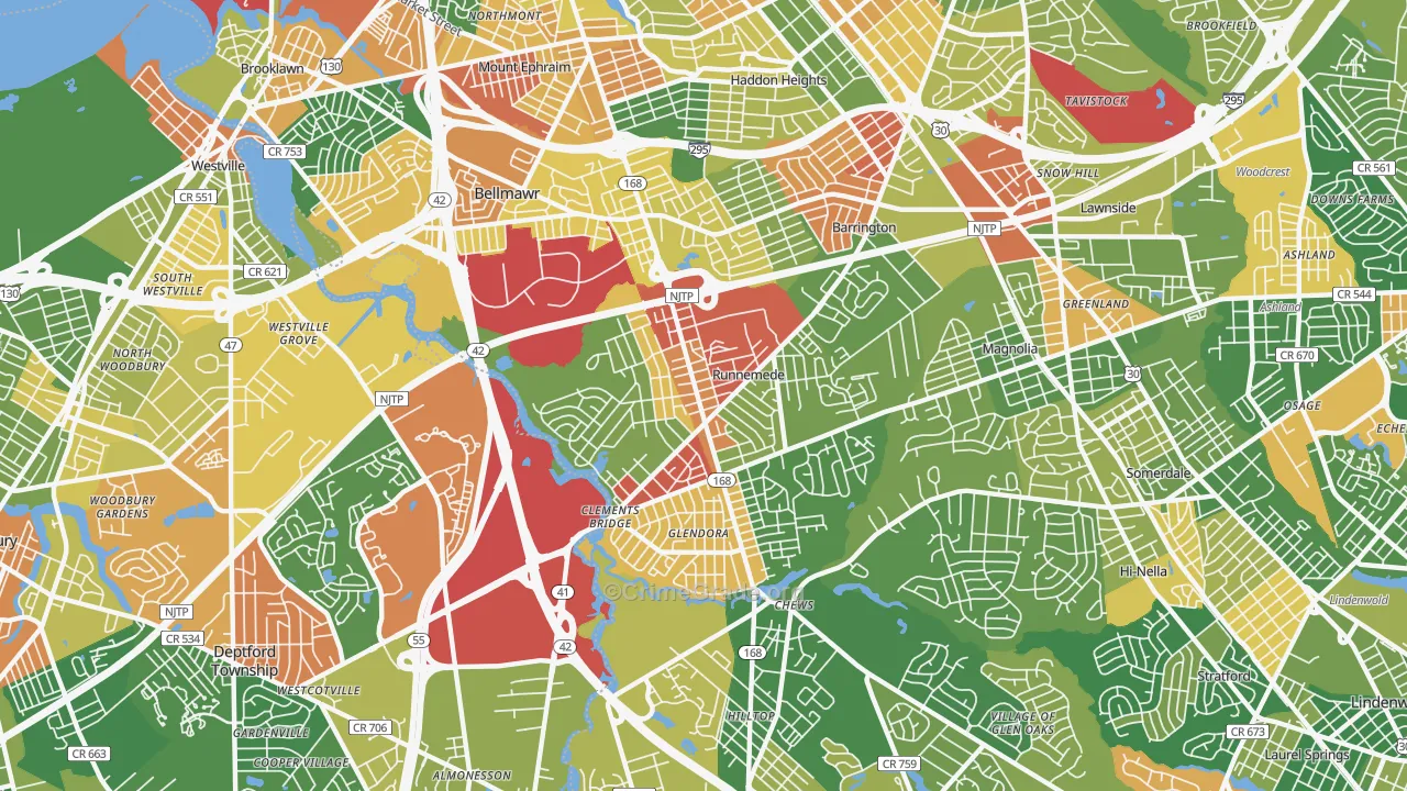 Runnemede, NJ Map of Arson Rates