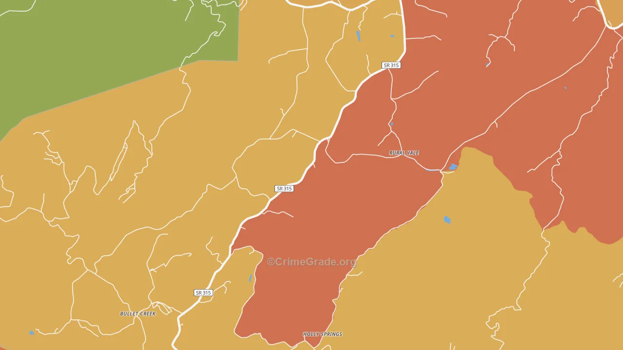 Rural Vale, TN Map of Arson Rates