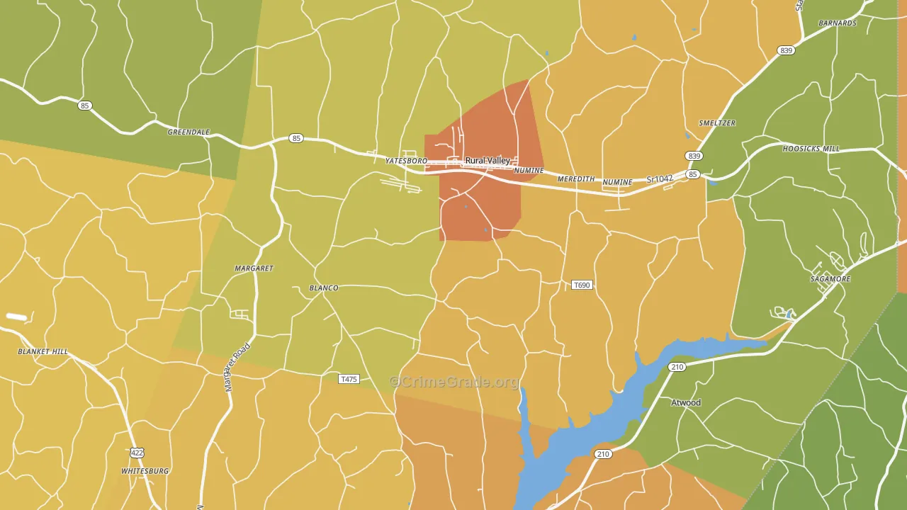 Rural Valley, PA Map of Arson Rates