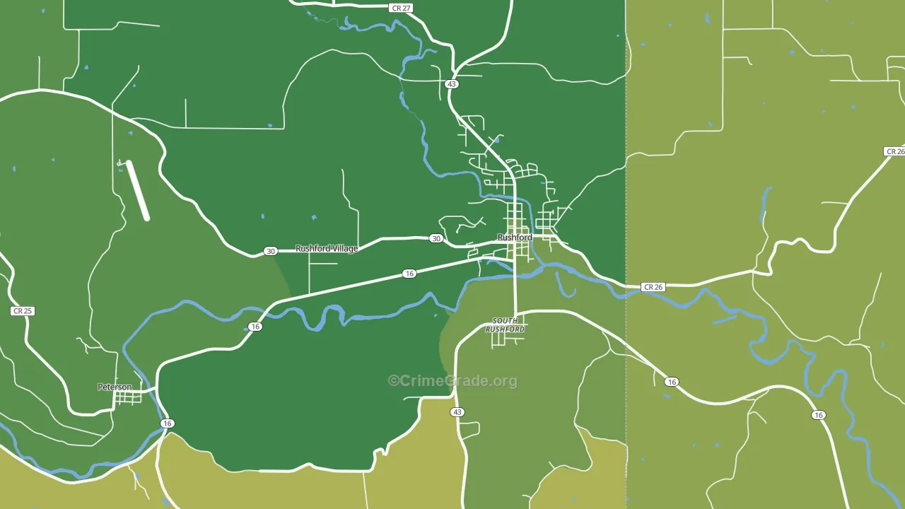 Rushford Village, MN Map of Arson Rates
