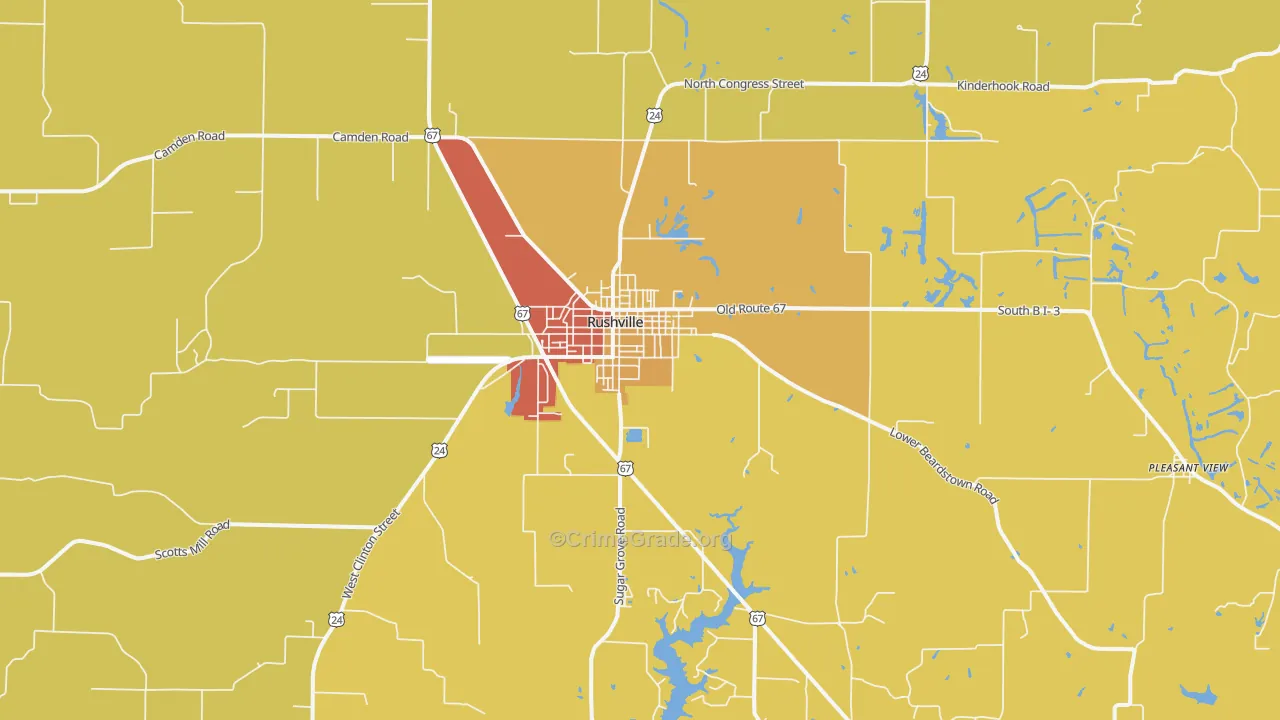 Rushville, IL Map of Arson Rates