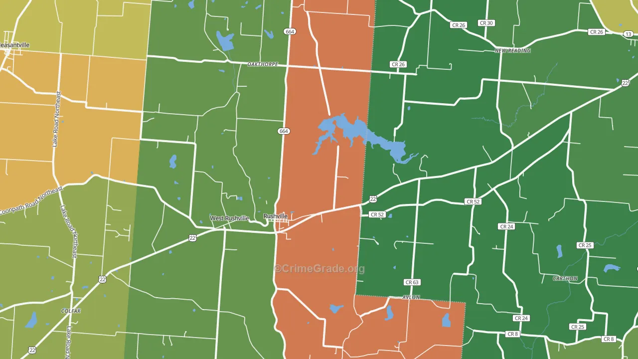 Rushville, OH Map of Arson Rates