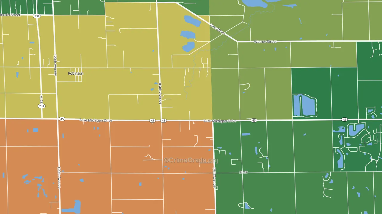 Rusk, MI Map of Arson Rates