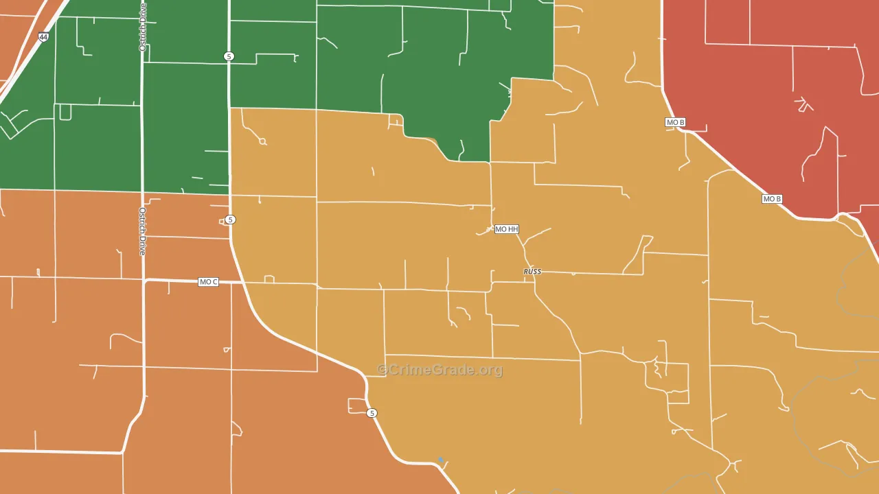 Russ, MO Map of Arson Rates