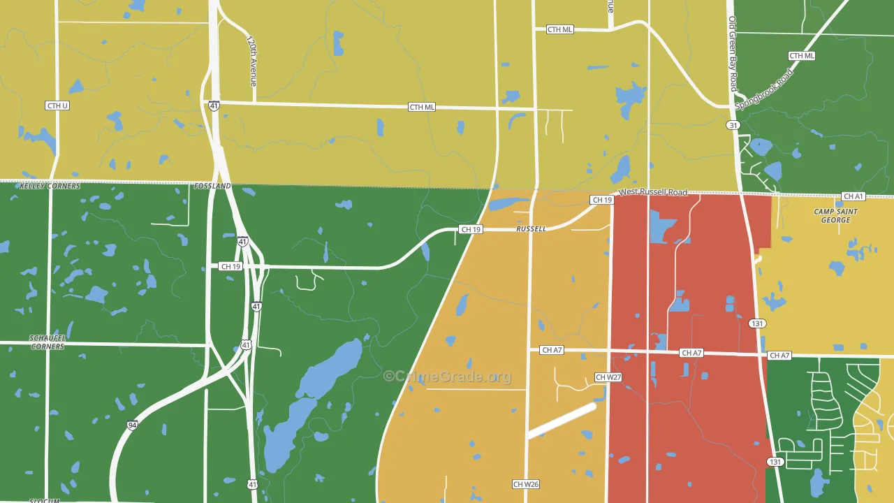 Russell, IL Map of Arson Rates