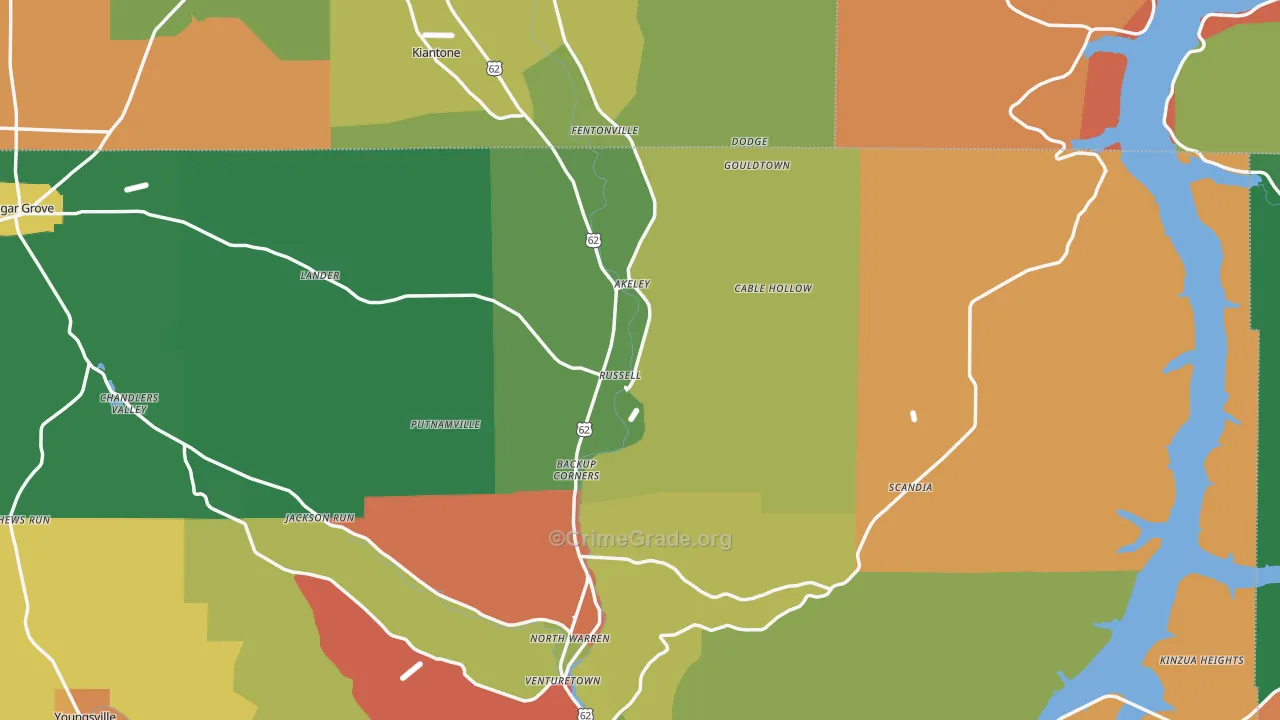 Russell, PA Map of Arson Rates