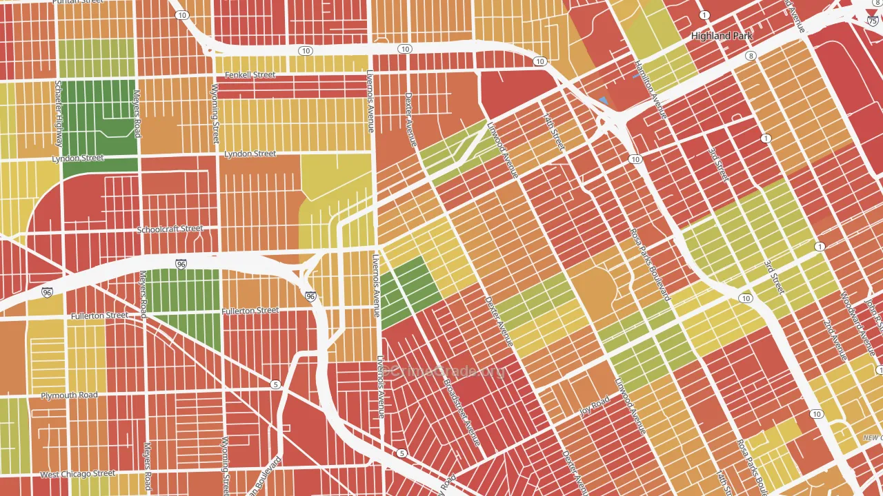 Russell Woods, Detroit, MI Map of Arson Rates