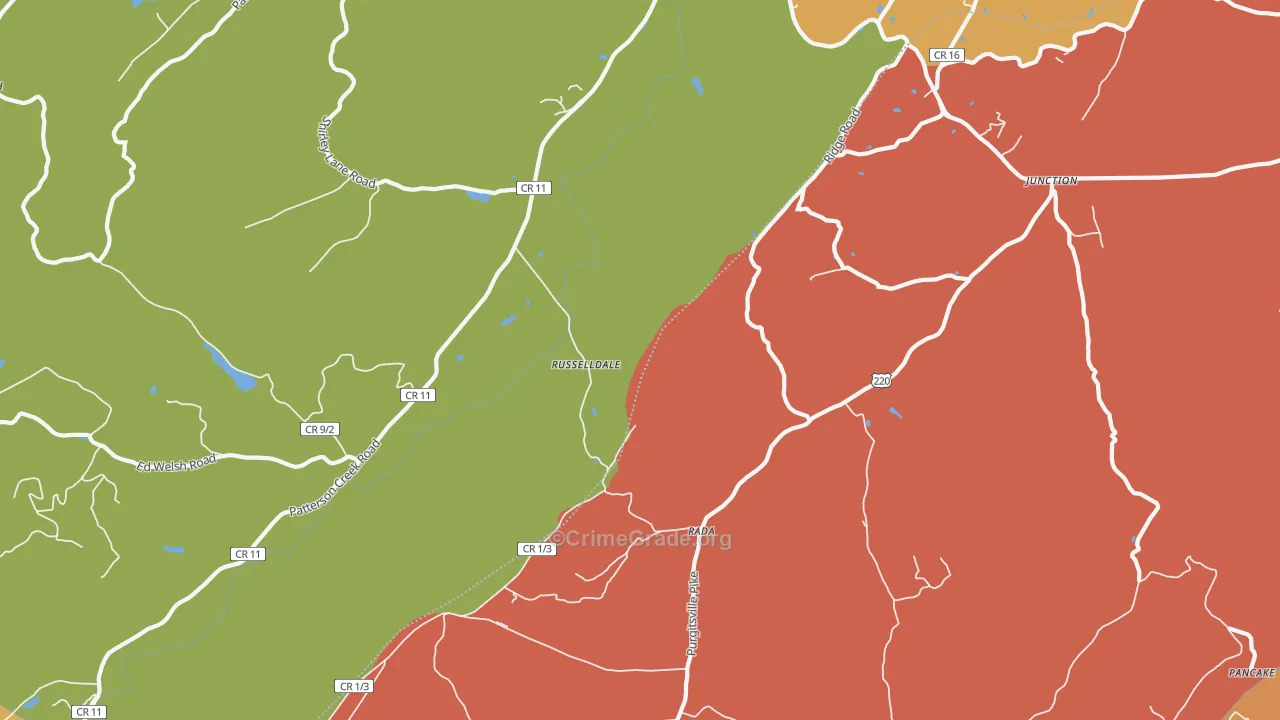 Russelldale, WV Map of Arson Rates