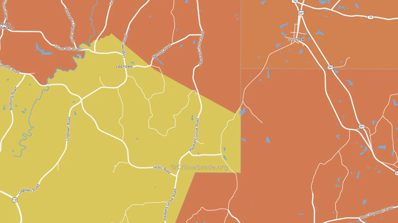 Russellville, GA Map of Arson Rates