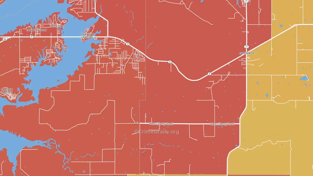 Russellville, OK Map of Arson Rates