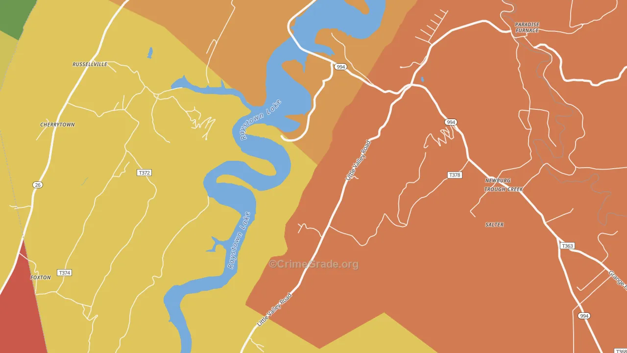 Russellville, PA Map of Arson Rates