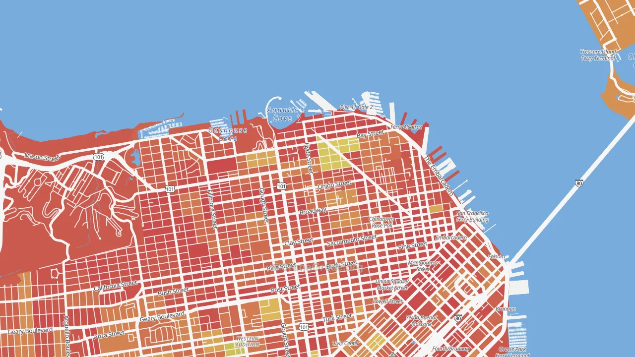 Russian Hill, San Francisco, CA Map of Arson Rates