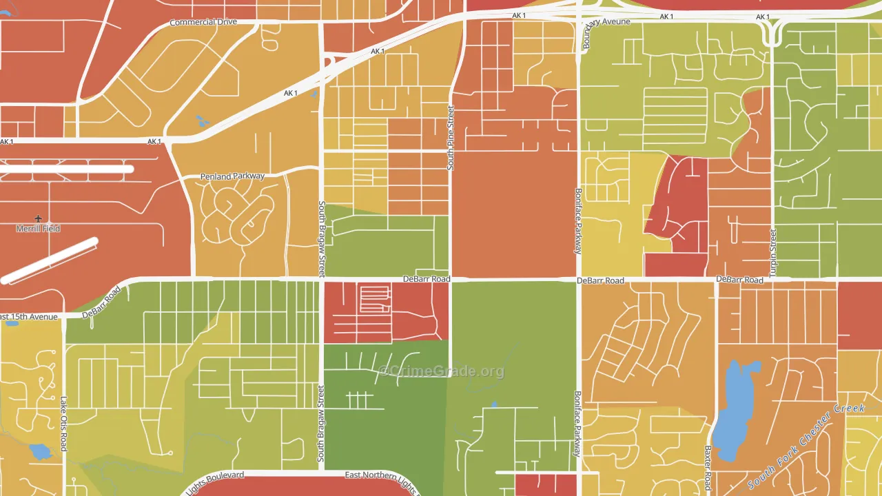 Russian Jack Park, Anchorage, AK Map of Arson Rates