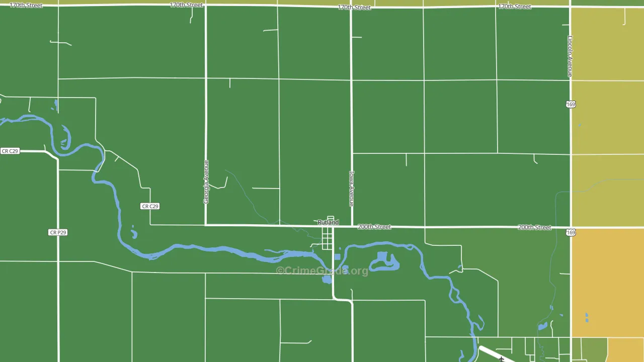 Rutland, IA Map of Arson Rates
