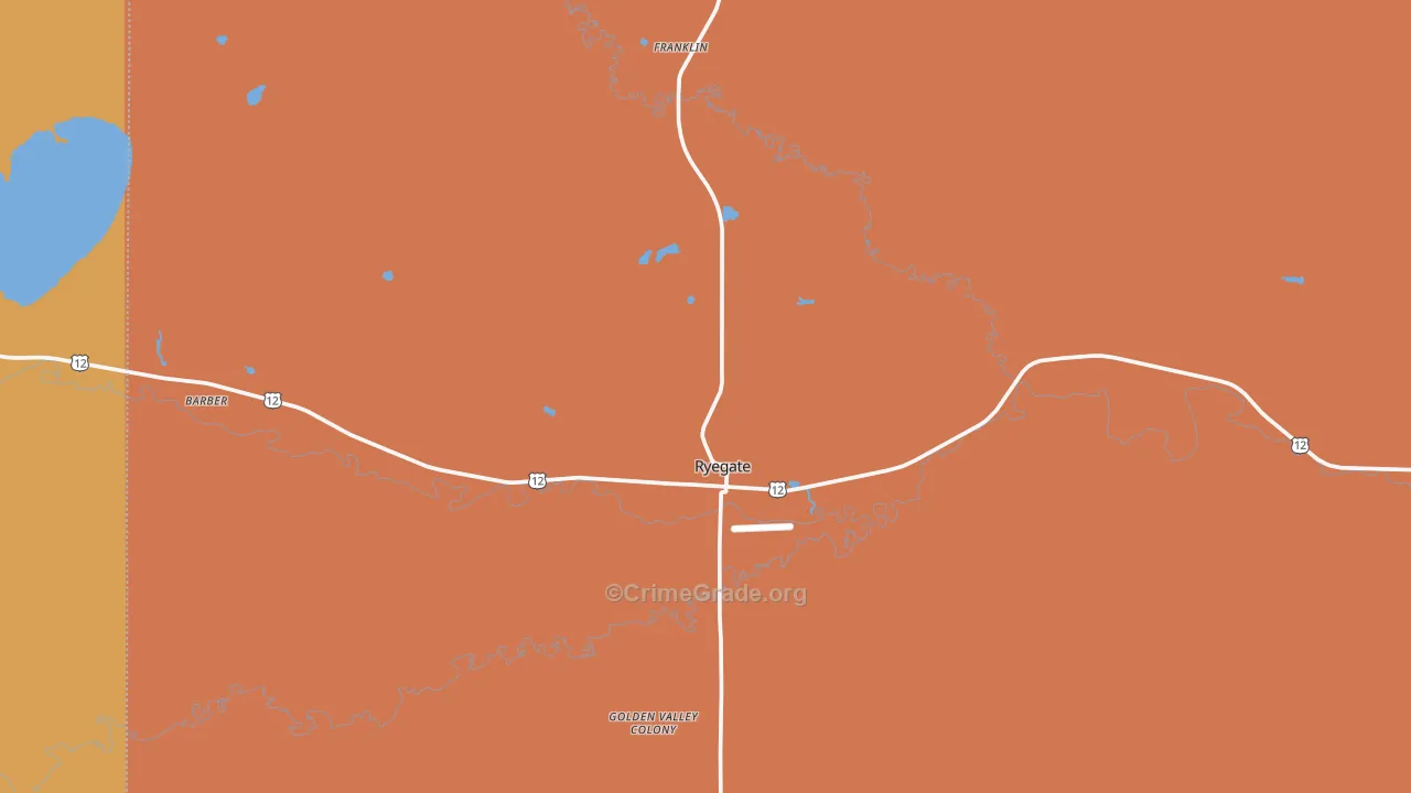 Ryegate, MT Map of Arson Rates