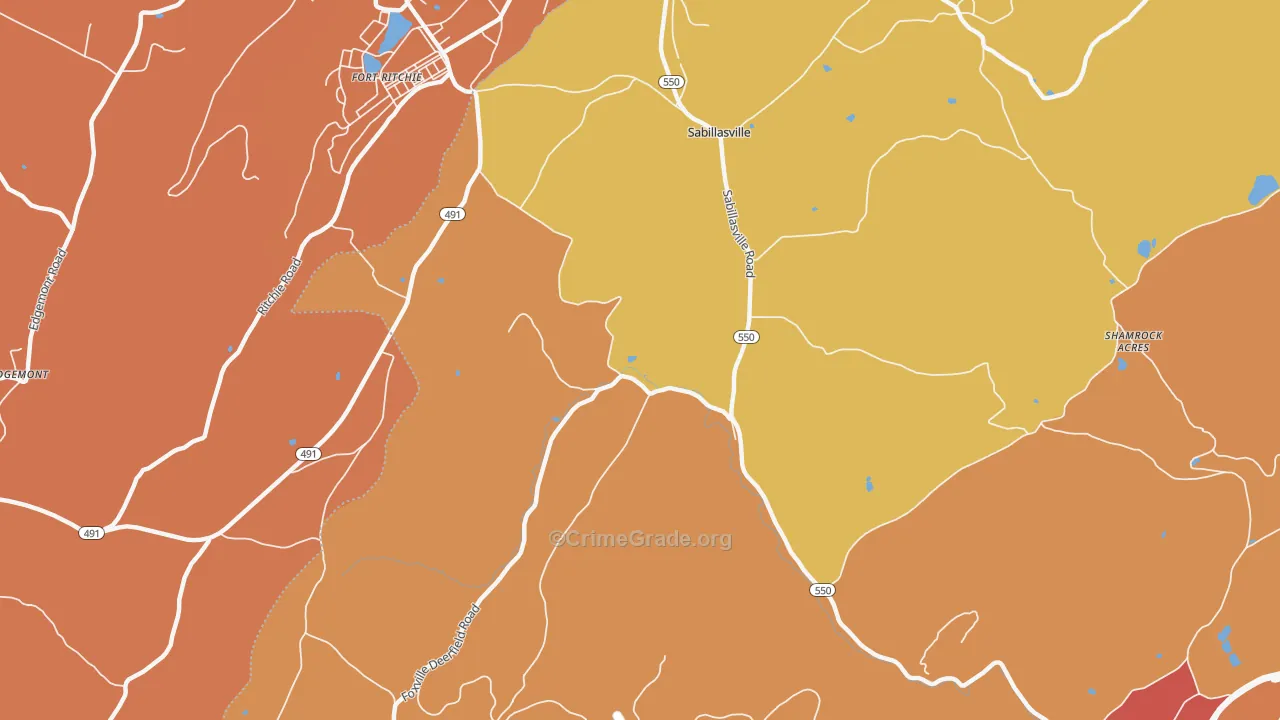 Sabillasville, MD Map of Arson Rates