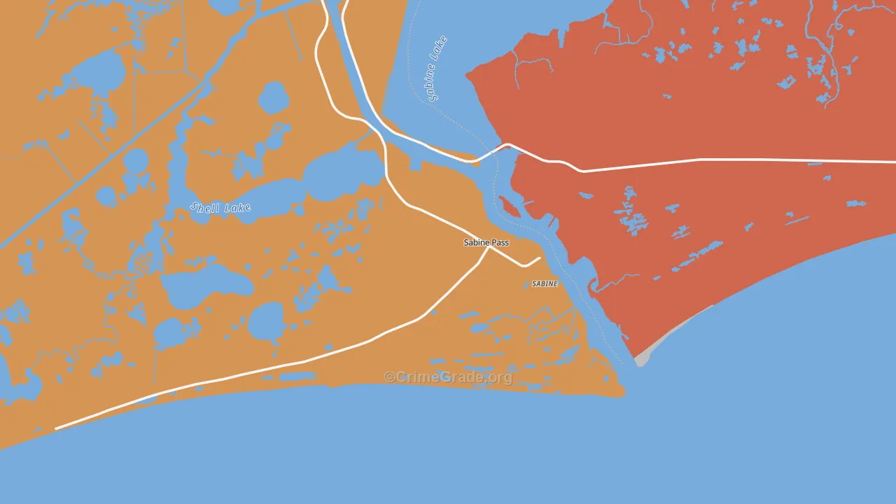 Sabine Pass, TX Map of Arson Rates
