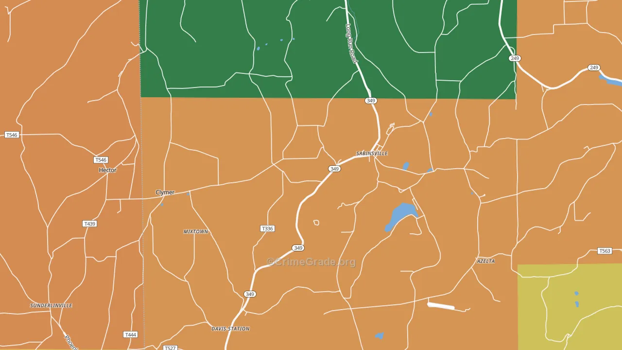 Sabinsville, PA Map of Arson Rates