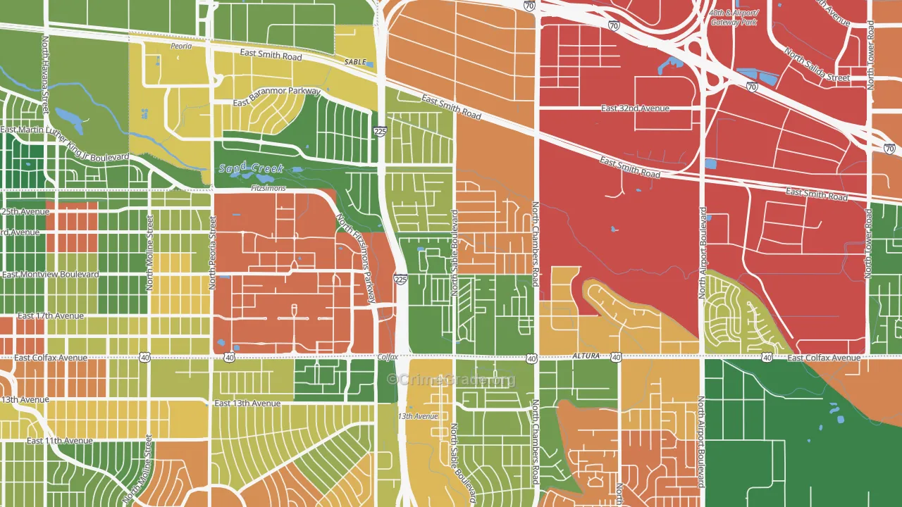 Sable Altura Chambers, Aurora, CO Map of Arson Rates
