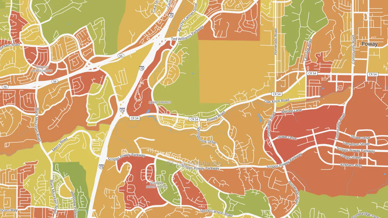 Sabre Springs, San Diego, CA Map of Arson Rates