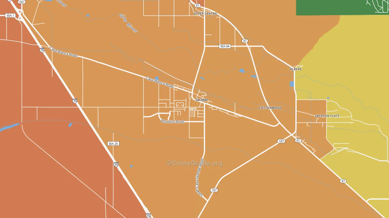 Sacaton, AZ Map of Arson Rates