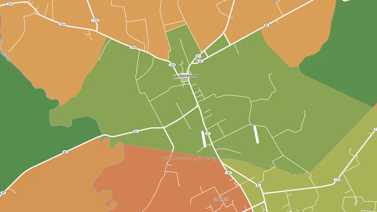 Sacramento, KY Map of Arson Rates