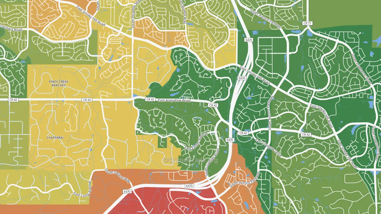 Saddle Rock Golf Club, Aurora, CO Map of Arson Rates