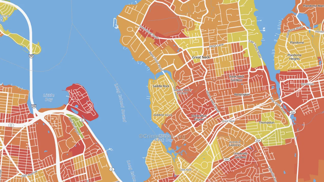 Saddle Rock, NY Map of Arson Rates