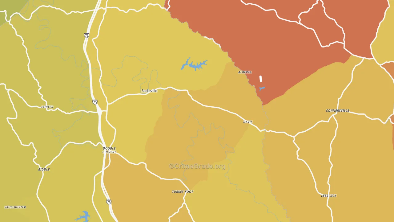 Sadieville, KY Map of Arson Rates