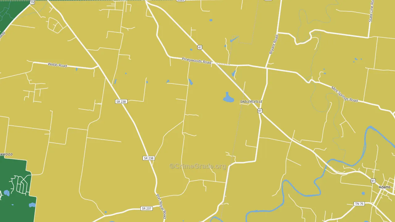 Sadlersville, TN Map of Arson Rates