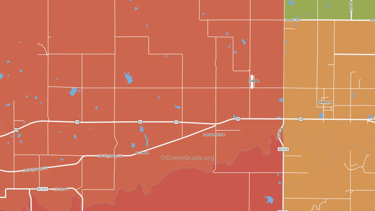 Saffordville, KS Map of Arson Rates