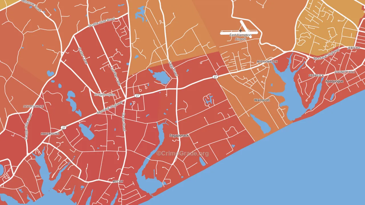 Sagaponack, NY Map of Arson Rates