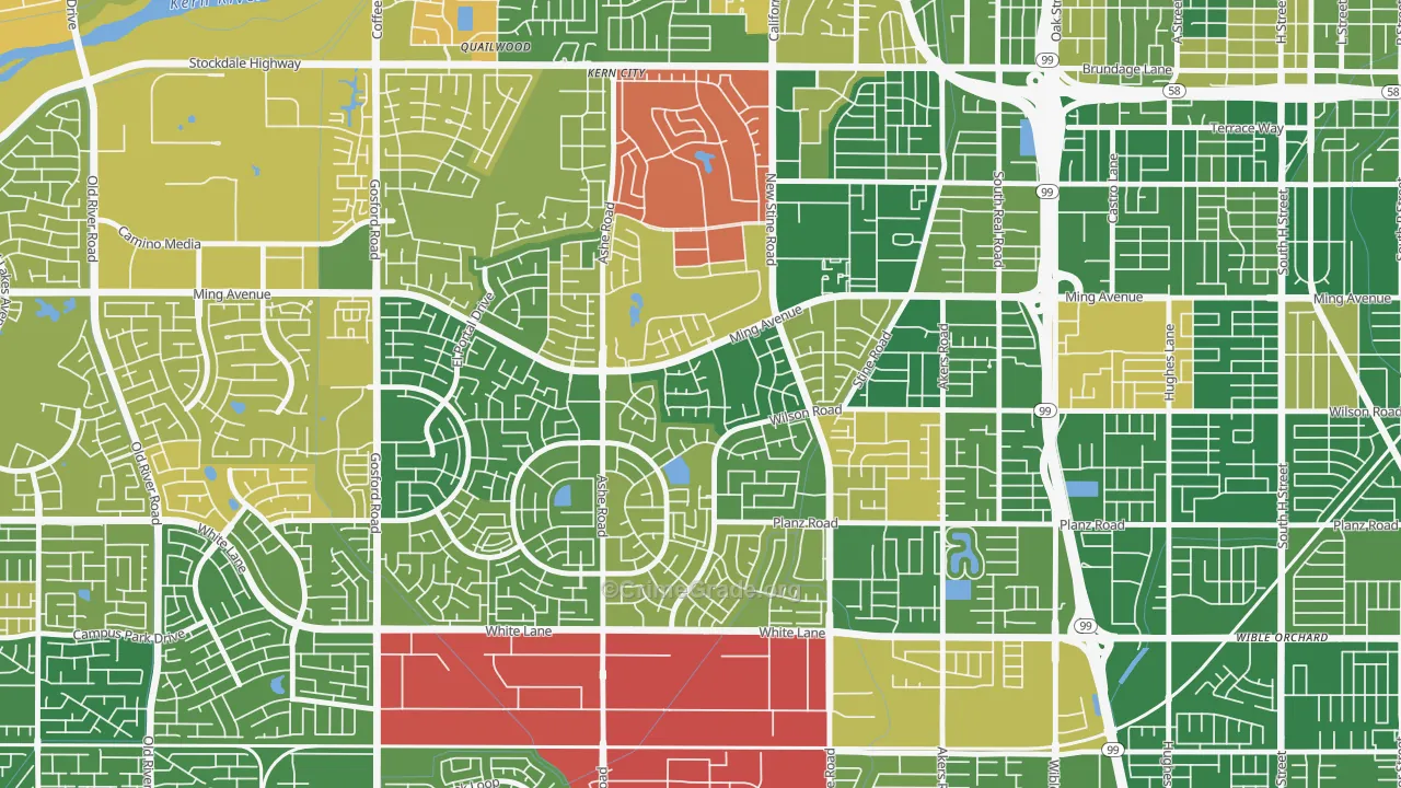 Sagepointe, Bakersfield, CA Map of Arson Rates