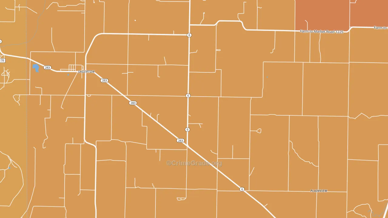 Sagerton, TX Map of Arson Rates